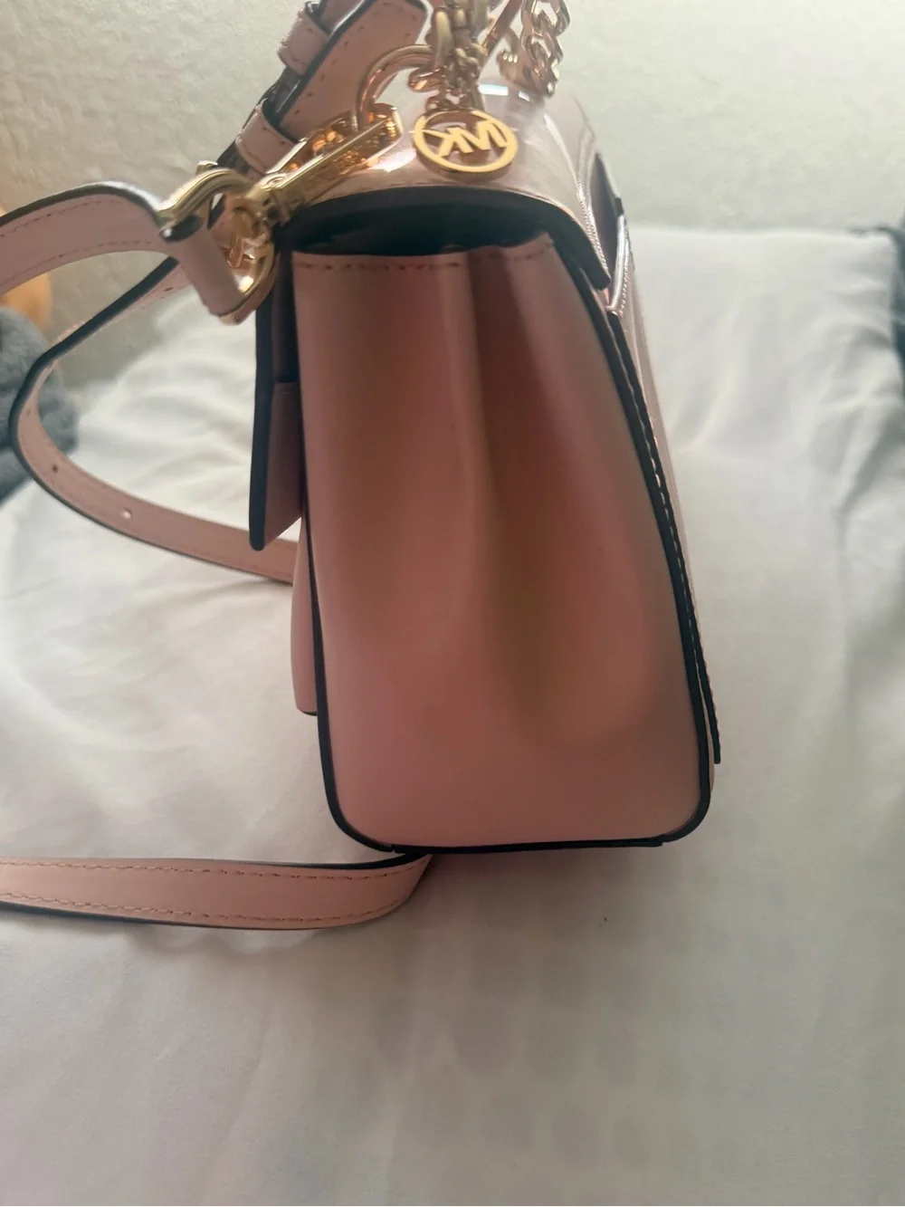 Michael Kors Pale Pink Leather Crossbody with Gold Hardware